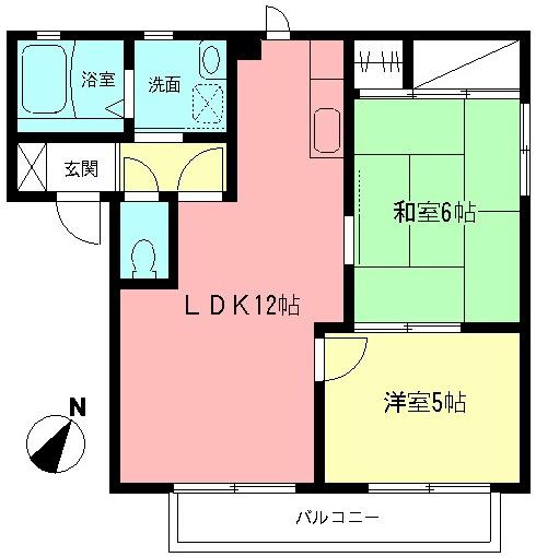 ラ・サカヤA(2LDK/2階)の間取り写真