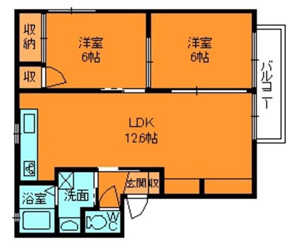 リモーネA・B(2LDK/2階)の間取り写真