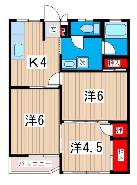 石川アパート(3K/2階)の間取り写真
