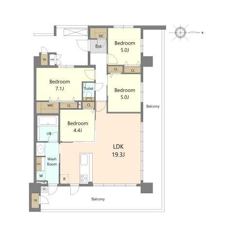 S-RESIDENCE愛宕サウス(4LDK/8階)の間取り写真