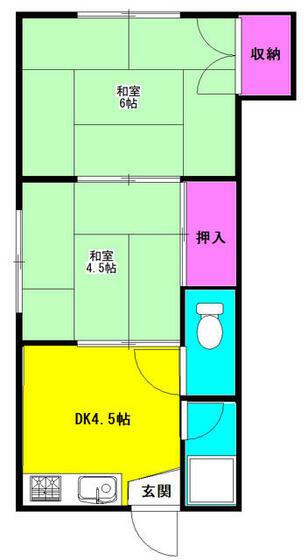 緑コーポ(2DK/2階)の間取り写真