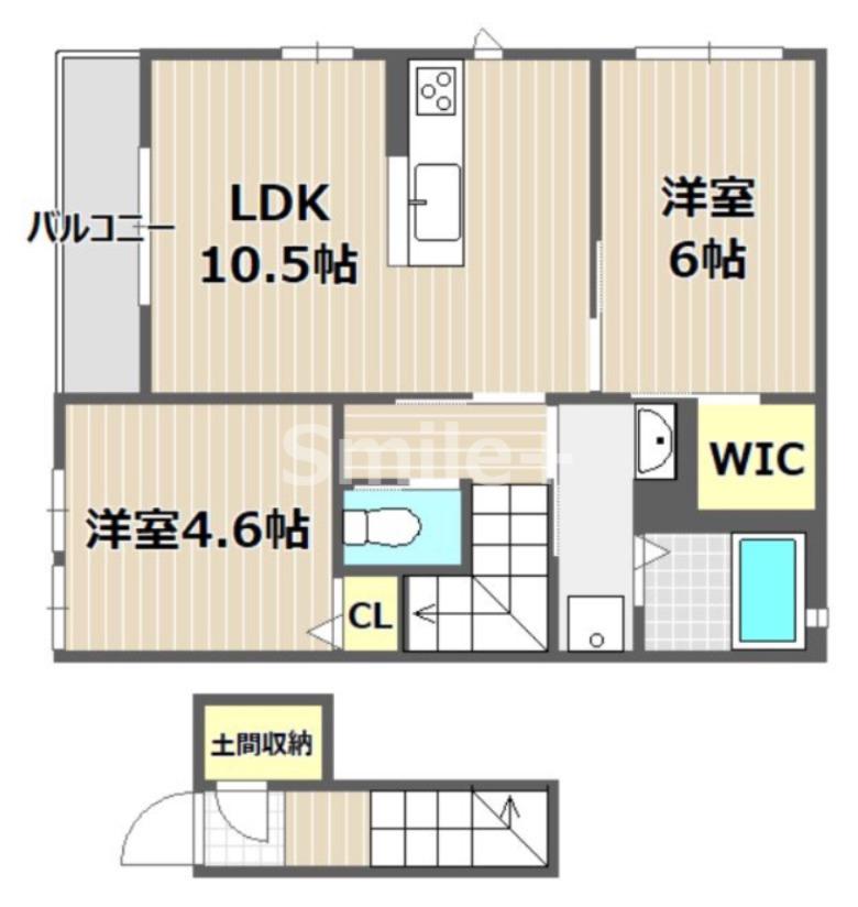 ラ・パルテール新屋敷III(2LDK/2階)の間取り写真
