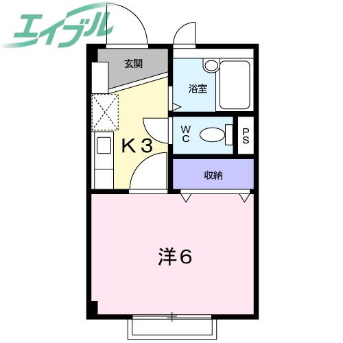 シャルマンT・T(1K/2階)の間取り写真