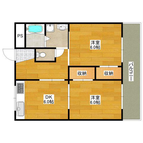 吉田マンション(2DK/3階)の間取り写真