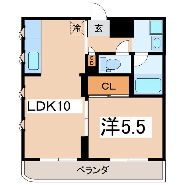 ジ・ウシロヤテラス(1LDK/3階)の間取り写真