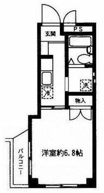 ブルーハイネス落合(1K/1階)の間取り写真