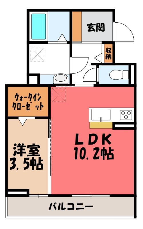 ラルジュ飯塚(1LDK/3階)の間取り写真