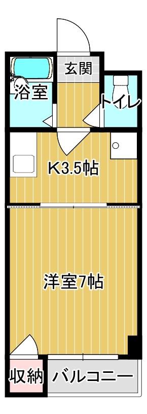 アモール新垢田II(1K/3階)の間取り写真