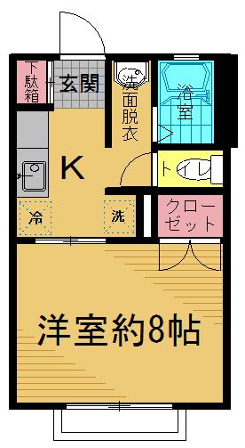 ガーデンハウス国立(1K/1階)の間取り写真