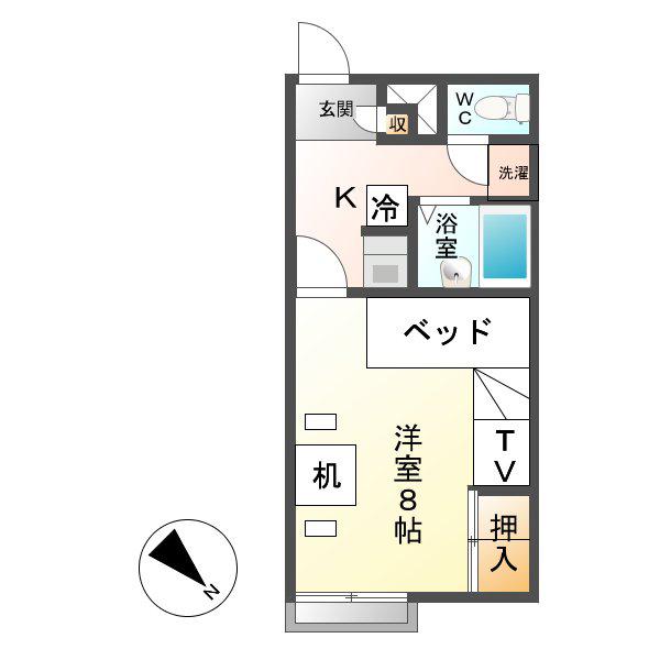 レオパレスZUM ZUM(1K/2階)の間取り写真