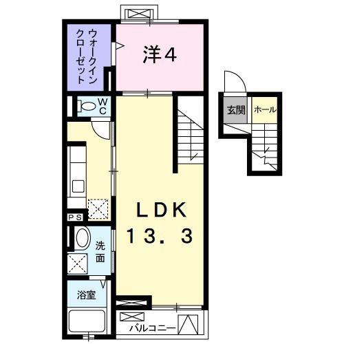 パルク栄光(1LDK/4階)の間取り写真