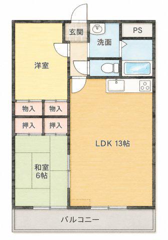 メゾンエスパシオ(2LDK/3階)の間取り写真
