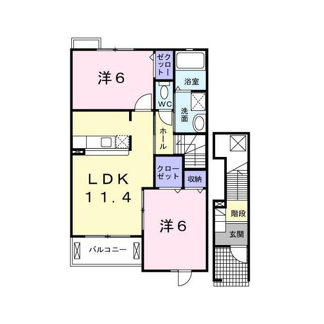 グリーンガーデンII(2LDK/2階)の間取り写真