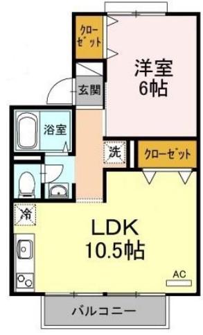 セジュール笹川(1LDK/1階)の間取り写真