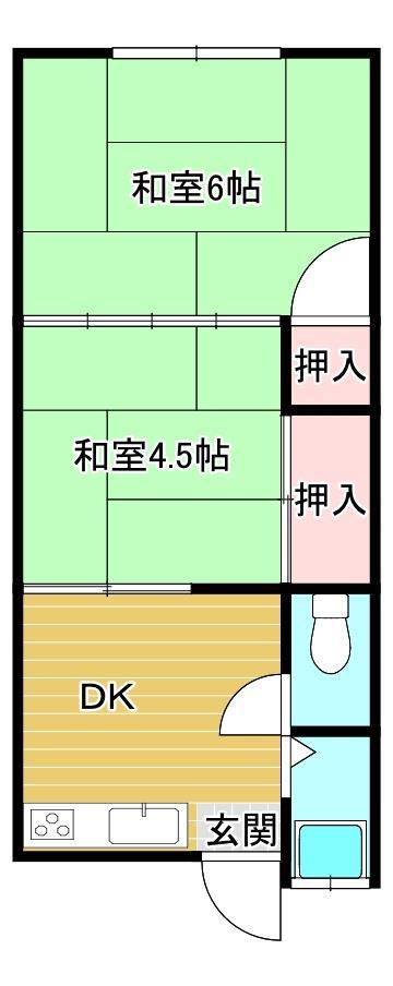 大谷アパート(2K/2階)の間取り写真