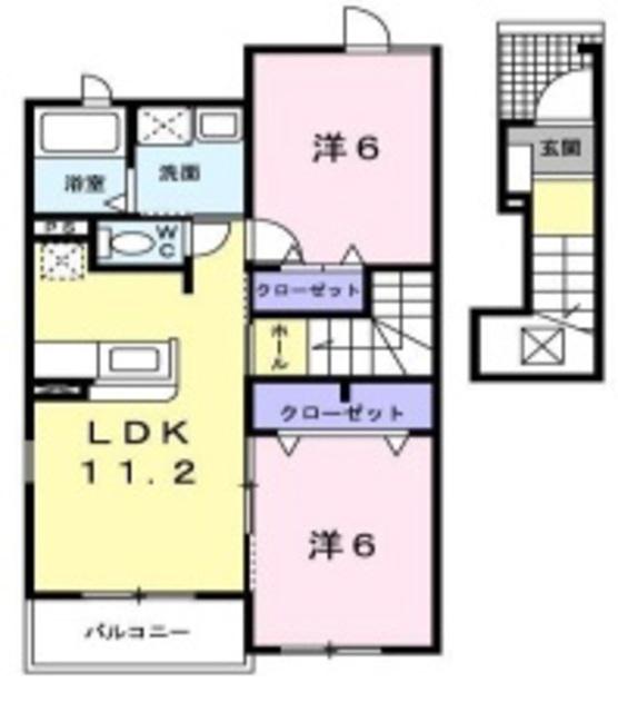 ミーテククル(2LDK/2階)の間取り写真
