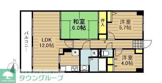 マ・メゾン寿(3LDK/6階)の間取り写真