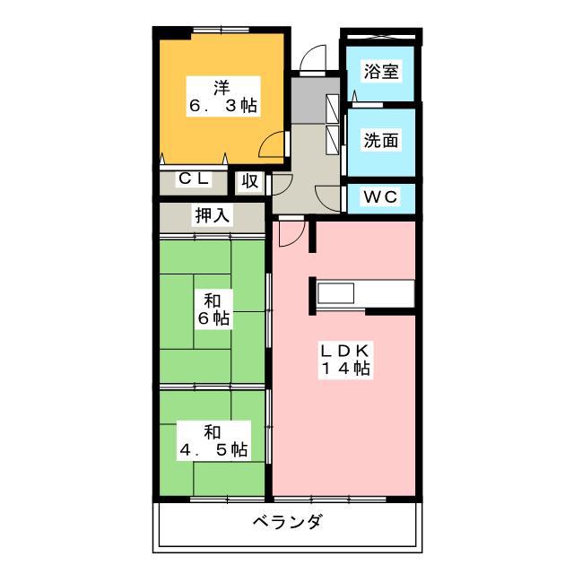 グランコート篠ヶ瀬(3LDK/5階)の間取り写真