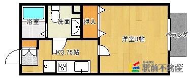 ハミングバード新栄(1K/2階)の間取り写真