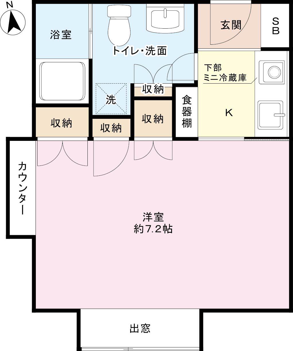 パールマンション(1K/2階)の間取り写真