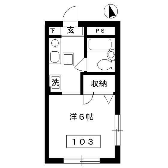 ハレクラニ(ワンルーム/1階)の間取り写真