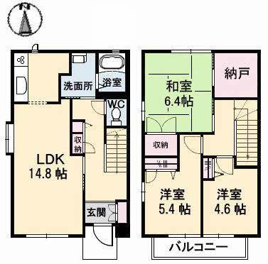 ルミエール B棟(3LDK/1階)の間取り写真