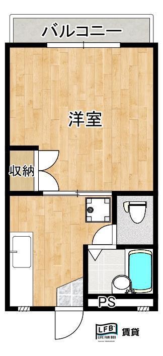 シャトリエ林(1K/2階)の間取り写真