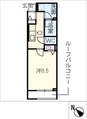 BELLE LEAD MANSION折立(1K/2階)の間取り写真