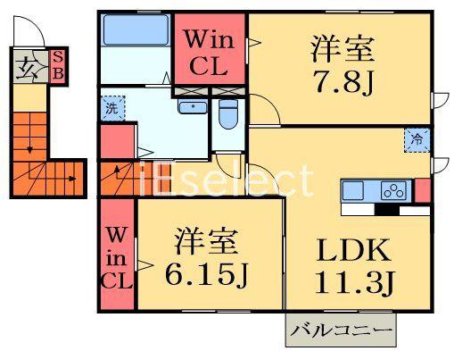 ヴェルドミール Ⅴ(2LDK/2階)の間取り写真