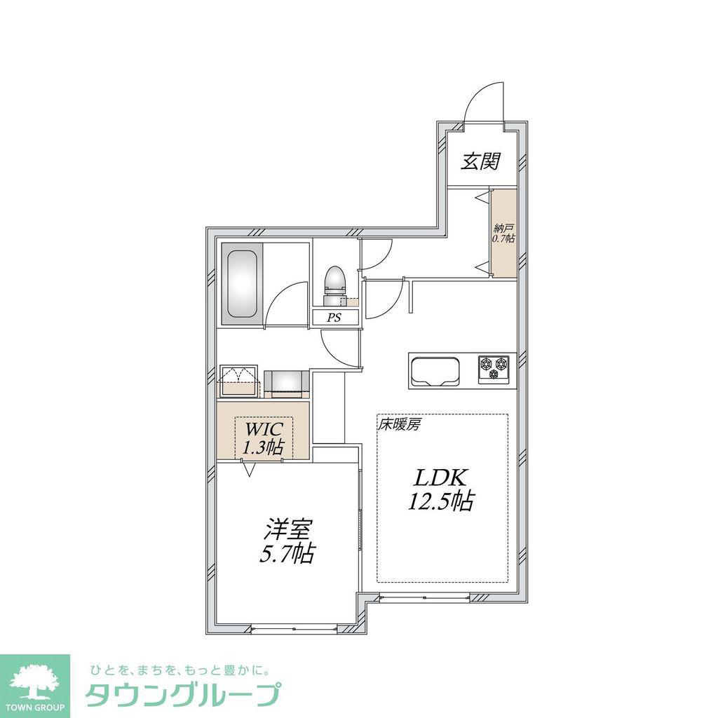 中野島メゾン(1LDK/1階)の間取り写真