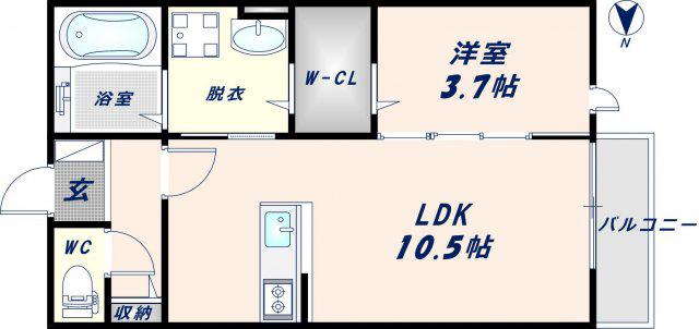 ORTENSIA(1LDK/2階)の間取り写真