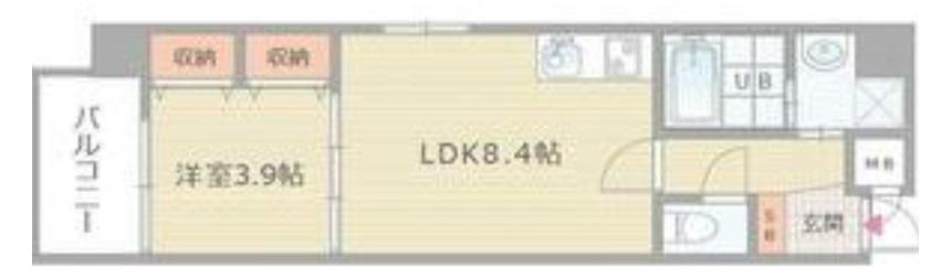 オルフェア上本町VII番館(1LDK/8階)の間取り写真