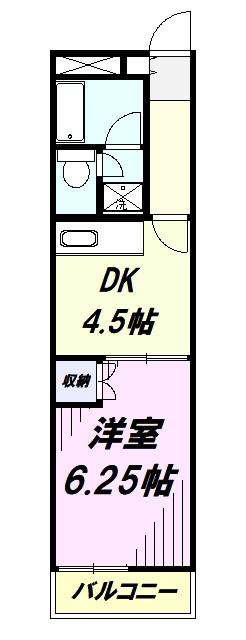 グローバル三井(1DK/3階)の間取り写真