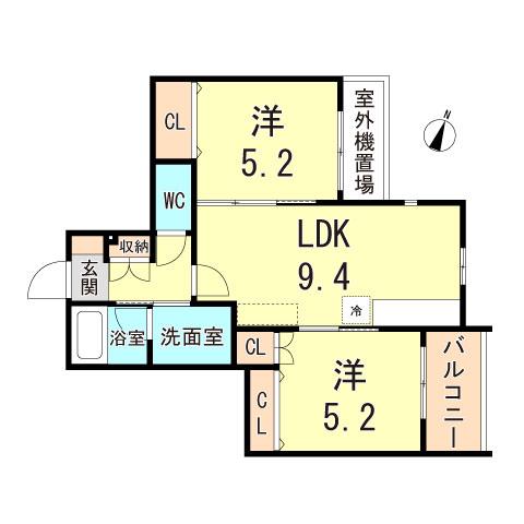 EG-11(2LDK/2階)の間取り写真