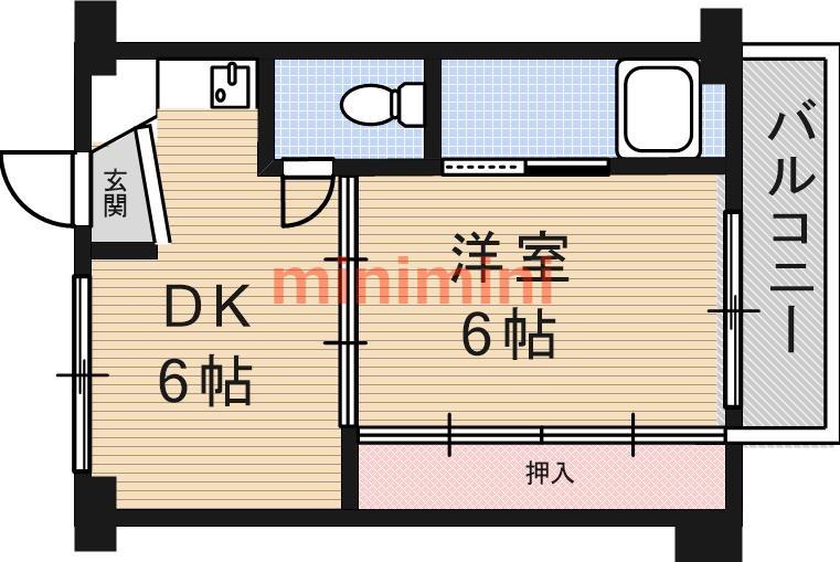 ビレッジハウス服部(1DK/5階)の間取り写真