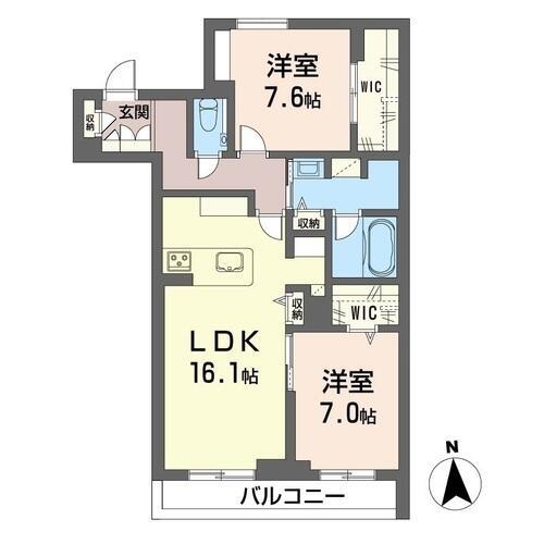 ココオレンヂ(2LDK/2階)の間取り写真