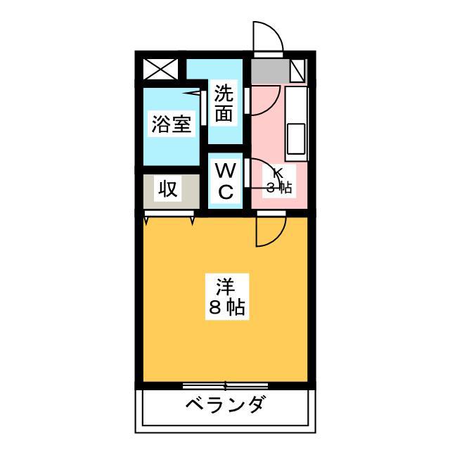 カサジュールII(1K/2階)の間取り写真