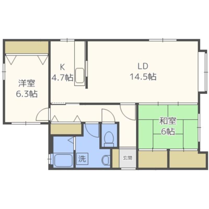 マンションくるみ(2LDK/2階)の間取り写真