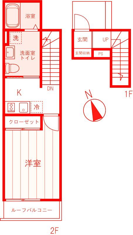 メゾンルミエール横須賀(1K/2階)の間取り写真