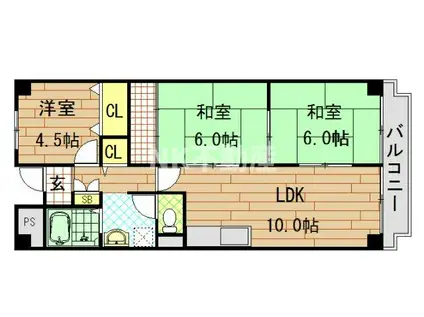アバ・ハイム西村(3LDK/6階)の間取り写真