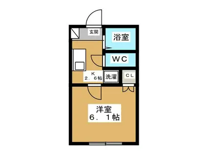 ディアロックII(1K/1階)の間取り写真