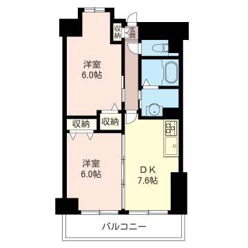 グランシャリオ(2DK/7階)の間取り写真