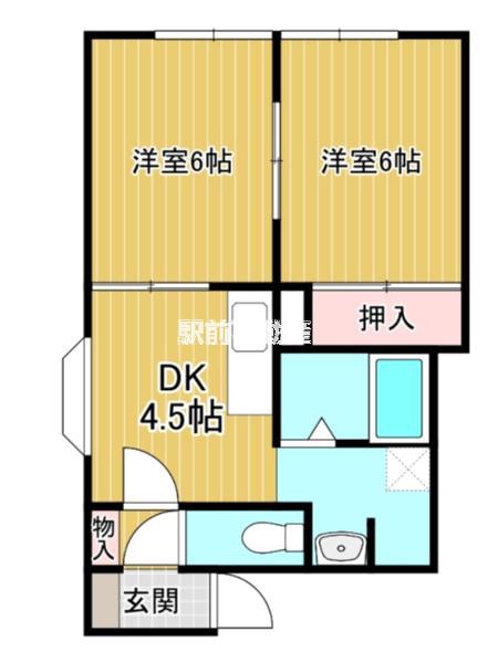 リバーサイド甘木弐番館(2DK/2階)の間取り写真