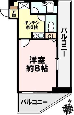森下ハイツ(1K/4階)の間取り写真
