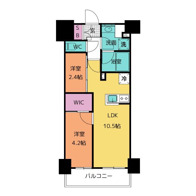 パークアクシス市川(2LDK/7階)の間取り写真