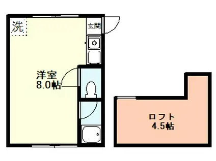 ハマコート(ワンルーム/2階)の間取り写真