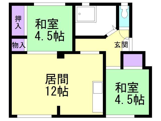 スカイレジデンス(2LDK/1階)の間取り写真