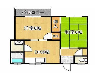 フラット松江(2DK/2階)の間取り写真