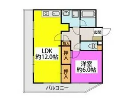 プリンスマンション五条(1LDK/2階)の間取り写真