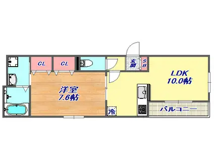 グレイスコート神戸住吉(1LDK/1階)の間取り写真